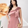 VESTIDO MARISA OMBRO A OMBRO CREPE ACETINADO LAÇO - ROSÉ