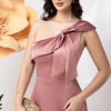 VESTIDO MARISA OMBRO A OMBRO CREPE ACETINADO LAÇO - ROSÉ