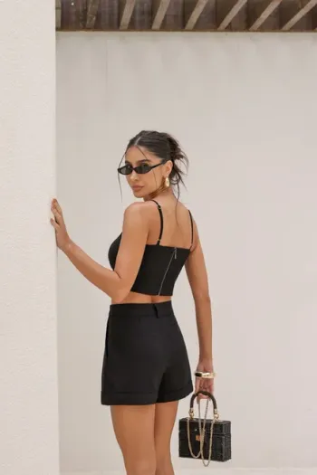 SHORTS LINHO RAMI BARRA ITALIANA - PRETO