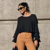 BLUSA MANGA BABADO CINTIA - PRETO