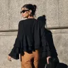 BLUSA MANGA BABADO CINTIA - PRETO