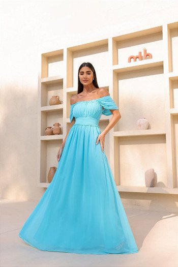 VESTIDO LARA LONGO CIGANINHA - AZUL TIFFANY