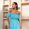 VESTIDO LARA LONGO CIGANINHA - AZUL TIFFANY