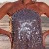VESTIDO CURTO PAETÊ FRENTE ÚNICA SIRENA - CINZA