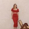 VESTIDO LARISSA MIDI MANFA BUFANTE - VERMELHO