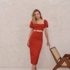 VESTIDO LARISSA MIDI MANFA BUFANTE - VERMELHO