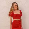 VESTIDO LARISSA MIDI MANFA BUFANTE - VERMELHO