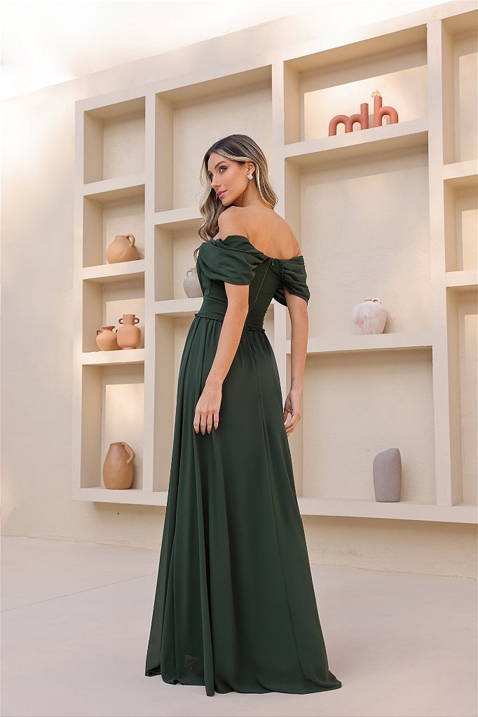 VESTIDO LARA LONGO CIGANINHA - VERDE EUCALIPTO