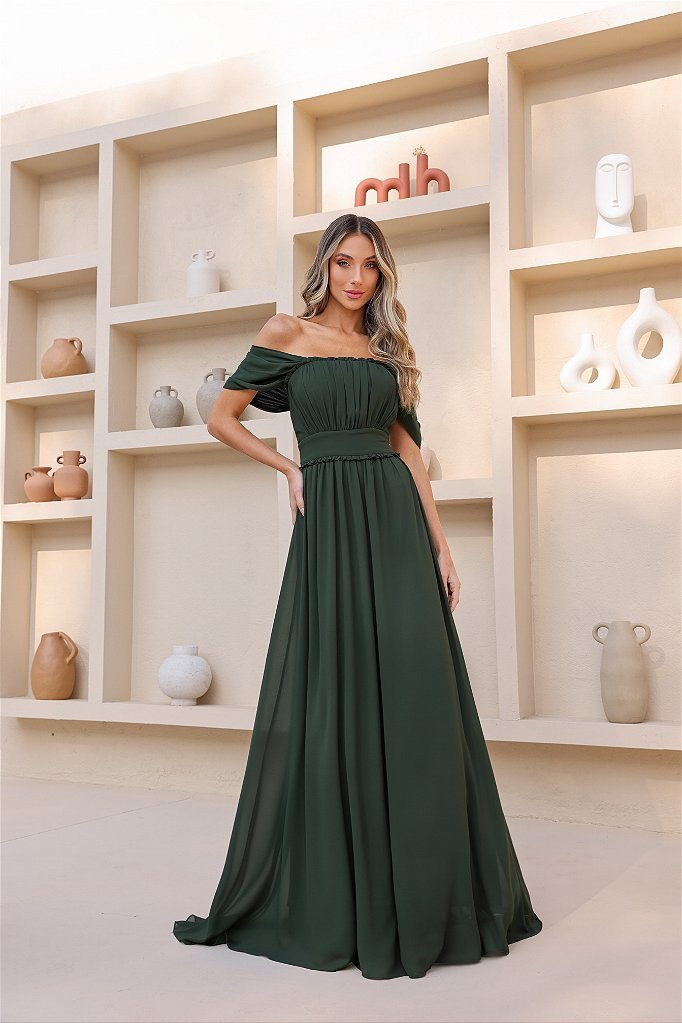 VESTIDO LARA LONGO CIGANINHA - VERDE EUCALIPTO