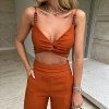 CONJUNTO RIO CROPPED E CALÇA - TELHA