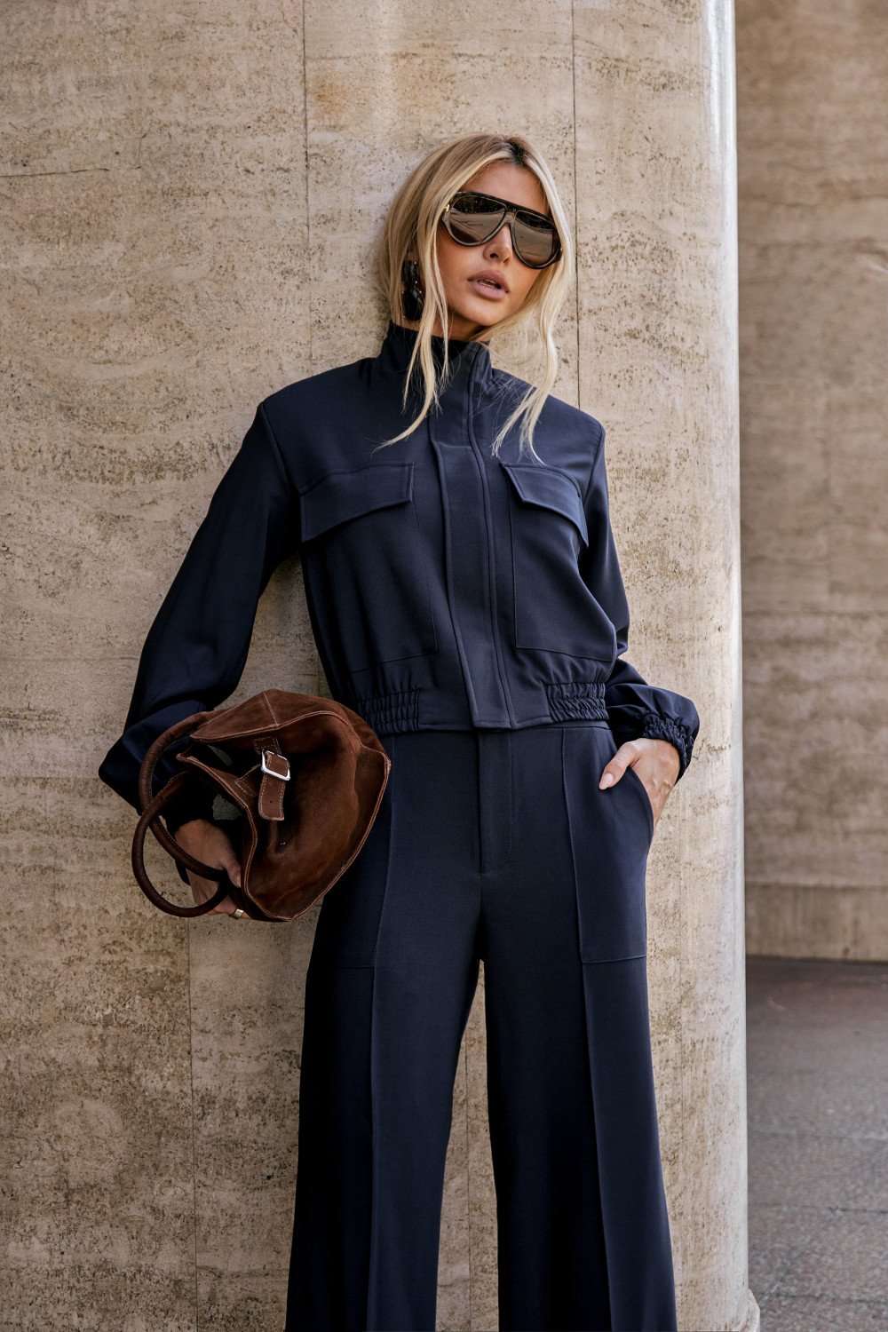CONJUNTO BERLIM BOMBER CALÇA ALFAIATARIA - AZUL MARINHO