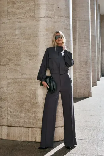 CONJUNTO BERLIM BOMBER CALÇA ALFAIATARIA - CHUMBO