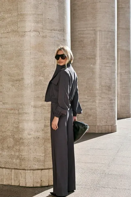 CONJUNTO BERLIM BOMBER CALÇA ALFAIATARIA - CHUMBO