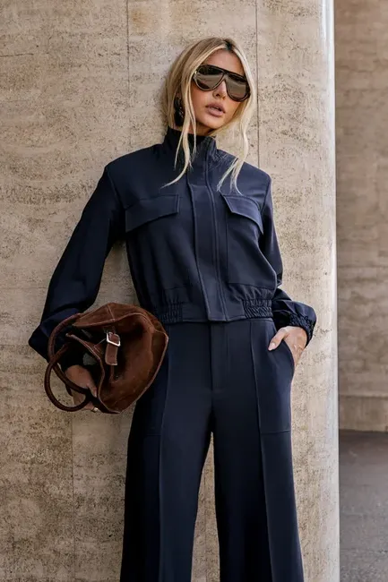 CONJUNTO BERLIM BOMBER CALÇA ALFAIATARIA - AZUL MARINHO