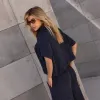 CONJUNTO VENEZA TRICÔ BLUSA GOLA ALTA - AZUL NOITE