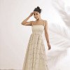 VESTIDO JUJU LONGUETE LASTEX - AREIA