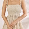 VESTIDO JUJU LONGUETE LASTEX - AREIA