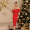 VESTIDO LU MIDI OMBRO A OMBRO - VERMELHO