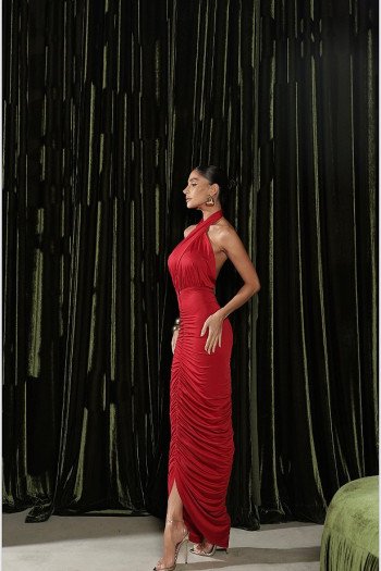 VESTIDO LONGO FRENTE ÚNICA MICHELE - VERMELHO