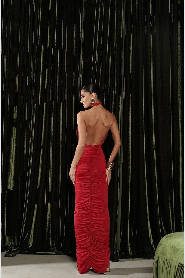 VESTIDO LONGO FRENTE ÚNICA MICHELE - VERMELHO