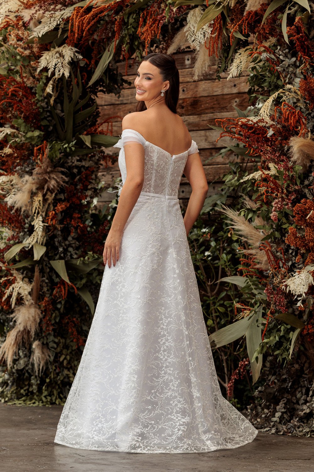 VESTIDO DOMINIQUE TULE BORDADO OMBRO A OMBRO NOIVINHAS - BRANCO