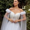 VESTIDO DAIANA OMBRO A OMBRO TULE BORDADO NOIVINHAS - BRANCO