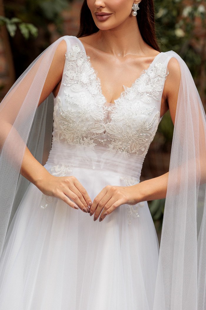 VESTIDO GABRIELLE TULE BORDADO NOIVINHAS - BRANCO