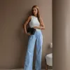 CALÇA WIDE LEG RAFA JEANS CLARO