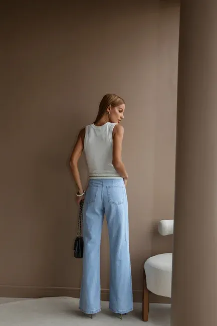 CALÇA WIDE LEG RAFA JEANS CLARO