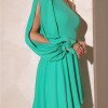 VESTIDO LONGO UM OMBRO EM CAMADAS LUÍSA - VERDE ESMERALDA