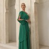 VESTIDO LONGO UM OMBRO EM CAMADAS LUÍSA - VERDE BANDEIRA