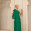 VESTIDO LONGO UM OMBRO EM CAMADAS LUÍSA - VERDE BANDEIRA