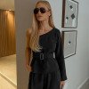 CONJUNTO PANTALONA BLUSA UM OMBRO - PRETO
