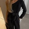 CONJUNTO PANTALONA BLUSA UM OMBRO - PRETO