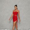 SAIA FRANZIDA TIRAS LATERAIS - VERMELHO