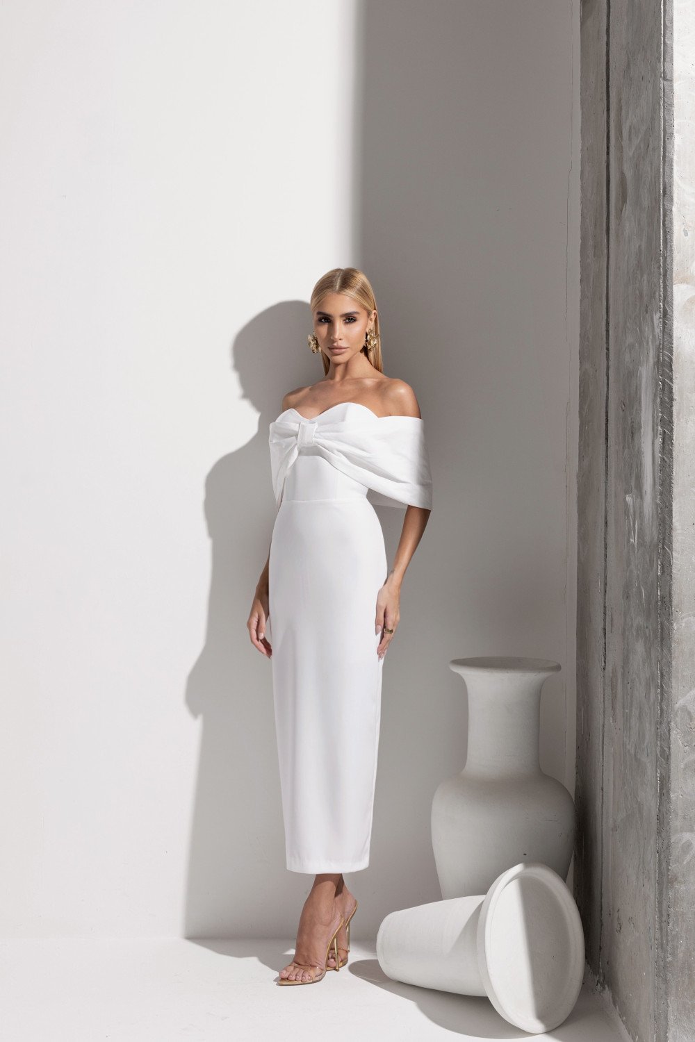 VESTIDO LISIANE ALFAITARIA PREMIUM OMBRO A OMBRO - BRANCO