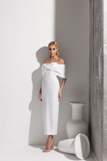 VESTIDO LISIANE ALFAITARIA PREMIUM OMBRO A OMBRO - BRANCO