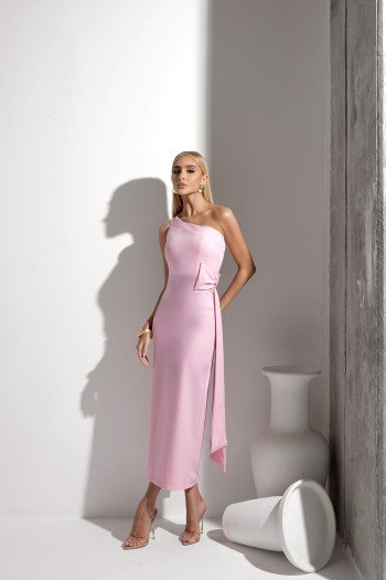 VESTIDO AURA MIDI LAÇO ALFAITARIA - ROSA CLARO