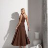 VESTIDO BELLE MIDI ALFAITARIA NULA MANGA - MARROM