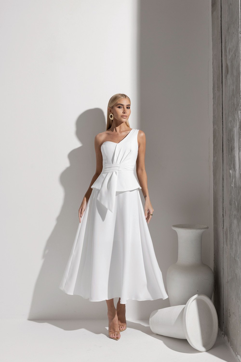 VESTIDO BELLE MIDI ALFAITARIA NULA MANGA - BRANCO