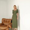 VESTIDO ALINE MIDI TUBINHO COM MANGA - VERDE
