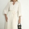 VESTIDO LONGO DARA MANGA LONGA - AREIA