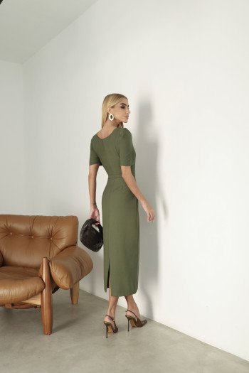 VESTIDO ALINE MIDI TUBINHO COM MANGA - VERDE