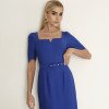 VESTIDO ALINE MIDI TUBINHO COM MANGA - AZUL