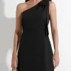 VESTIDO TALITA UM OMBRO SÓ COM FAIXA - PRETO