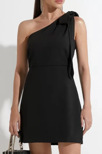 VESTIDO TALITA UM OMBRO SÓ COM FAIXA - PRETO