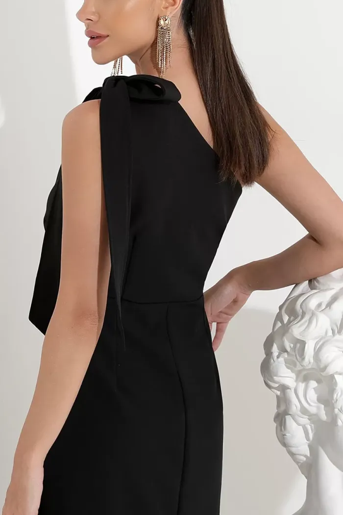 VESTIDO TALITA UM OMBRO SÓ COM FAIXA - PRETO