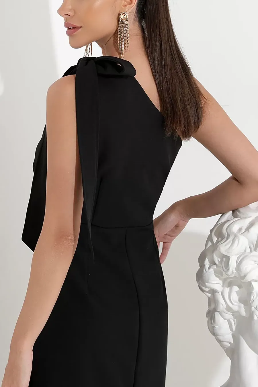 VESTIDO TALITA UM OMBRO SÓ COM FAIXA - PRETO