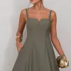 VESTIDO CAROL DECOTE V COM ALÇAS - VERDE MUSGO