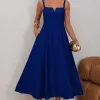 VESTIDO CAROL DECOTE V COM ALÇAS - AZUL ROYAL
